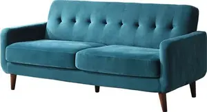 Clarence 2-Seater Teal Velvet Sofa, Two-Seater Blue Fabric Sofa - Daals - Sofas