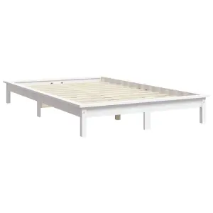 Berkfield Bed Frame White 140x190 cm Solid Wood Pine