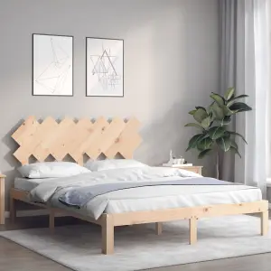 Berkfield Bed Frame with Headboard King Size Solid Wood