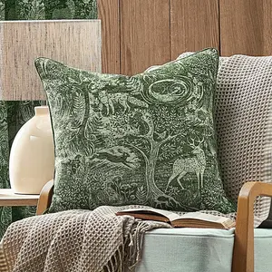 Winter Woods Square Throw Pillow Cover Green