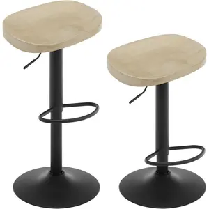 Persaeus Adjustable Height Counter Stool with Metal Frame (Set of 2) Light wood look