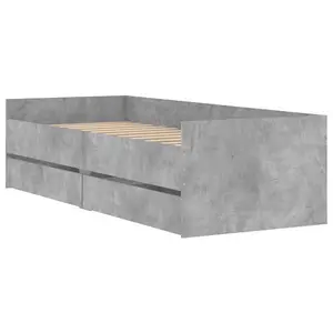 Berkfield Bed Frame with Drawers without Mattress Concrete Grey 100x200 cm