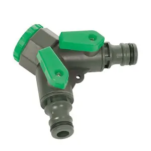 Garden Tap Connector 3/4" BSP to 2 Way 1/2" Inch Male Split Hose / Sprinkler Water