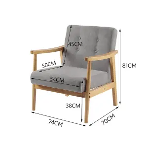 Grey Modern Wooden Frame Upholstered Recliner Chair Armchair