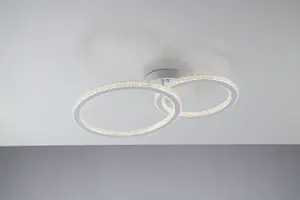 Luminosa Bryant Integrated LED 2 Circular Crystal Semi Flush Ceiling Light, 4000K