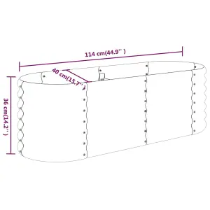 Berkfield Garden Planter Powder-coated Steel 114x40x36 cm Silver