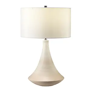 Table Lamp Matt Cream Pink Wash Cream Faux Silk Cylindrical Shade LED E27 60W