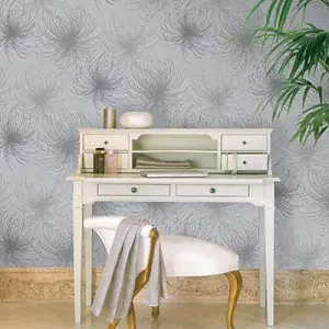 GoodHome Cressy Grey Glitter effect Starburst Textured Wallpaper