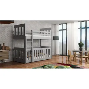 Laskowski Single (3') Standard Bunk Bed and Mattress Grey / Left Ladder