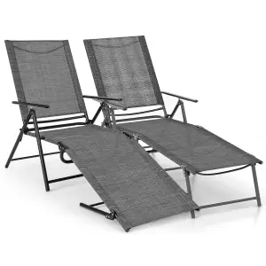 Costway Patio Folding Chaise Lounge Chairs Recliner 6-Level Adjustable Reclining Chairs