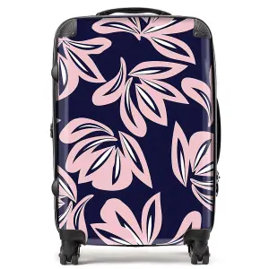 Pink Navy Floral Botanical Pattern Suitcase - Medium