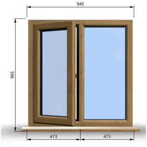 945mm (W) x 995mm (H) Wooden Stormproof Window - 1/2 Left Opening Window - Toughened Safety Glass