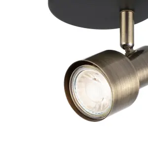 Noah Single Black and Antique Brass Spotlight