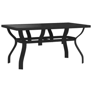 Berkfield Garden Table Black 140x70x70 cm Steel and Glass