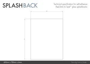 Ice White 6mm Glass Self-Adhesive Kitchen Splashback 600mm x 750mm Easy To Apply