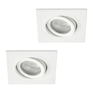 Litecraft 2 Pack White 1 Lamp Modern IP65 Square Tiltable Bathroom Downlights