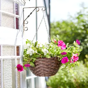 Smart Garden Faux rattan Brown Round Plastic Hanging basket, 35cm