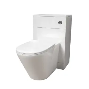 Nes Home Modern 500mm WC Unit & Rimless Round Back To Wall Toilet With Cistern