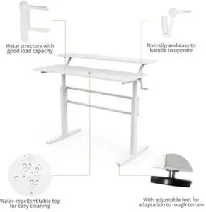 Costway 2-Tier Standing Computer Desk Sit To Stand Workstation Ergonomic Computer Table White