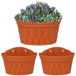 Woodside Plastic Semicircle Wall Hanging Planter 3 Pack