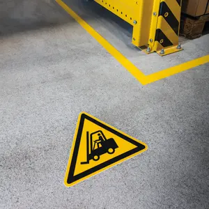 Durable Adhesive ISO "Caution Forklifts" Sign Safety Floor Sticker - 43cm