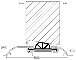 CDX Low Profile Heavy Duty Door Seal 914mm Silver for Easy access for light wheeled traffic