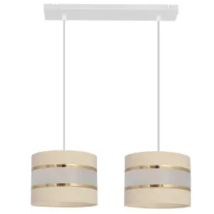 Luminosa Helen Straight Bar Pendant Ceiling Light Ecru, Gold, White 45cm