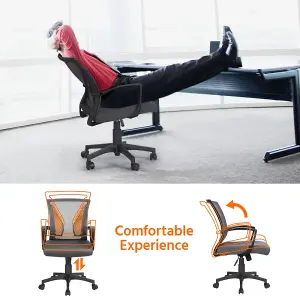 Yaheetech Ergonomic Mesh Office Chair with Mid-Back 360 Degree Rolling Casters Height Adjustable - Dark Grey