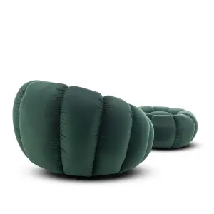 Velvet Bottle Green Mirielle Swivel Accent Chair with Footstool