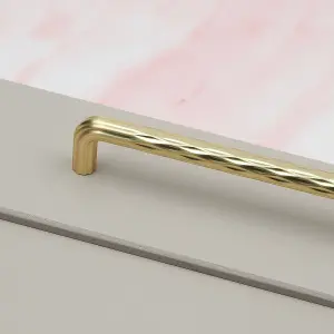 192mm Brass Gold Cupboard Handles Textured Grooved Knurled Bar Pull Kitchen Cabinet Door Drawer Dresser Replacement