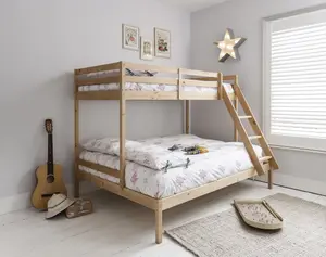 Kent Triple Bunk Bed with Single and Double Bed in Natural Pine