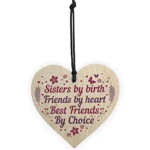 Red Ocean Handmade Sister Friendship Gift For Birthday Wooden Hanging Heart Sister Thank You Gifts Best Friend Sign