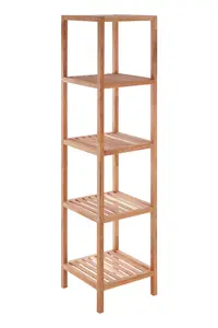 Maison by Premier ARLA 5 Tier Walnut Wood Bathroom Shelf Unit