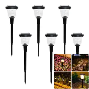 Solar Pathway Lights Garden Lights 7 Color Changing Outdoor Solar Yard Lights Auto On/off Waterproof 6 Pack Landscape Lights (Set of 6)