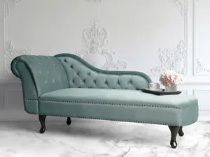 Left Hand Chaise Lounge Velvet Mint Green NIMES