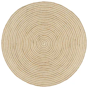 Berkfield Handmade Rug Jute with Spiral Design White 90 cm