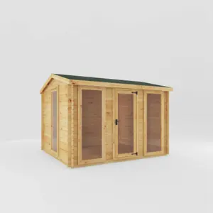 Waltons 3.5m x 3m Wooden 19mm Log Cabin Garden Summerhouse Apex Shed 11ft x 10ft