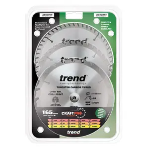 Trend CraftPro Cordless Saw Blade 165 x 20mm x 24T/40T/52T (Pack 3)