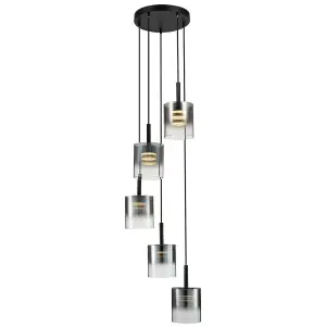 Luminosa Contemporary LED Cluster Pendant Ceiling 4 Light Black, Glass 3000K