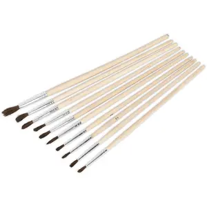 10 Piece Wooden Handled Touch-Up Paint Brush Set for DIY and Professional Use