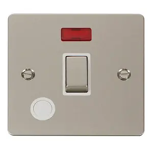 Flat Plate Pearl Nickel 1 Gang 20A Ingot DP Switch With Flex With Neon - White Trim - SE Home