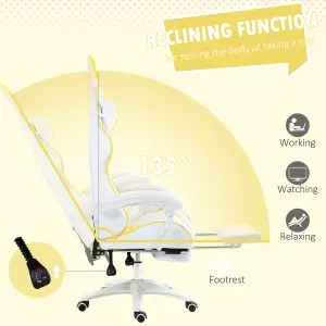 Vinsetto Racing Style Gaming Chair with Footrest Removable Rabbit Ears, Yellow