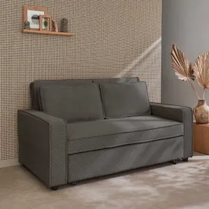 sweeek. 3-seater corduroy sofa bed Chill Grey 172.5x91.5x88.5 cm