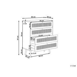 Rattan 4 Drawer Chest Light Wood PEROTE