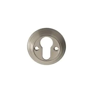 55mm Euro Profile Round Escutcheon Reeded Design Satin Nickel Keyhole Cover