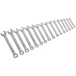 16-Piece Slim Handled Metric Spanner Set with Chrome Vanadium Steel Finish