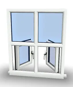 895mm (W) x 895mm (H) PVCu StormProof Casement Window - 2 Bottom Opening Windows - Toughened Safety Glass - White