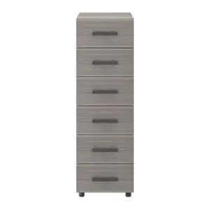 Atomia Freestanding Matt grey oak effect 6 Drawer Chest of drawers (H)1125mm (W)375mm (D)450mm