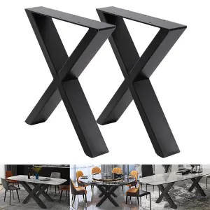 Industrial Home & Office Furniture Legs Black X Iron Table Legs,2PCS,H71 cm