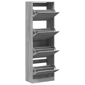 Berkfield Shoe Cabinet with 4 Flip-Drawers Grey Sonoma 60x34x187.5 cm